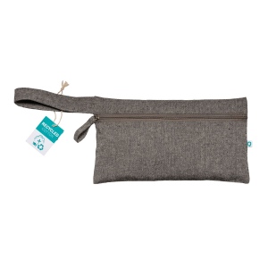 Porte-documents en coton recyclé 180 g/m2 avec fermeture à glissière, certifié GRS 28