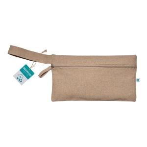 Porte-documents en coton recyclé 180 g/m2 avec fermeture à glissière, certifié GRS 12