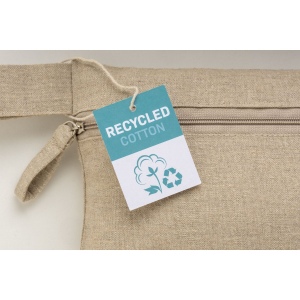 Porte-documents en coton recyclé 180 g/m2 avec fermeture à glissière, certifié GRS 13