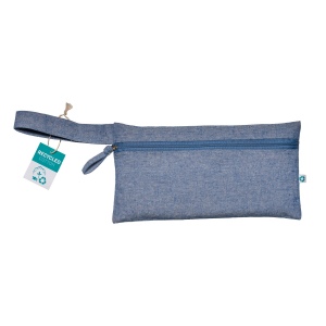 Porte-documents en coton recyclé 180 g/m2 avec fermeture à glissière, certifié GRS 15