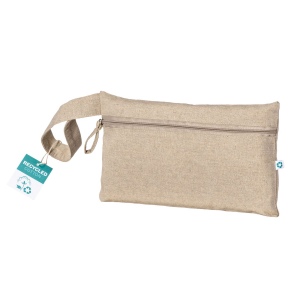 Porte-documents en coton recyclé 180 g/m2 avec fermeture à glissière, certifié GRS 3