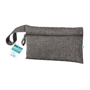 Porte-documents en coton recyclé 180 g/m2 avec fermeture à glissière, certifié GRS 8