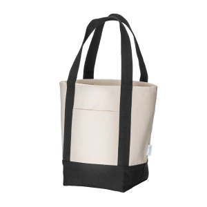 Mini sac à provisions en coton recyclé 340 g/m2 avec poignées et fond colorés. GRS 26