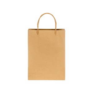 Sac en papier recyclé naturel de 150 g/m2 avec soufflet et poignées courtes colorées 8