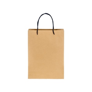 Sac en papier recyclé naturel de 150 g/m2 avec soufflet et poignées courtes colorées 17