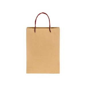 Sac en papier recyclé naturel de 150 g/m2 avec soufflet et poignées courtes colorées 15