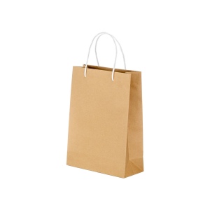 Sac en papier recyclé naturel de 150 g/m2 avec soufflet et poignées courtes colorées 7