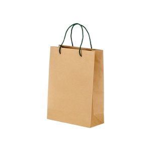Sac en papier recyclé naturel de 150 g/m2 avec soufflet et poignées courtes colorées 4