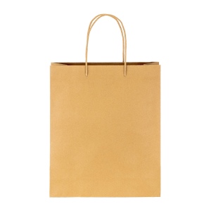 Sac en papier recyclé naturel de 150 g/m2 avec soufflet et poignées courtes colorées 8