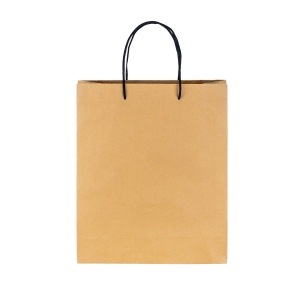 Sac en papier recyclé naturel de 150 g/m2 avec soufflet et poignées courtes colorées 17