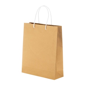 Sac en papier recyclé naturel de 150 g/m2 avec soufflet et poignées courtes colorées 7
