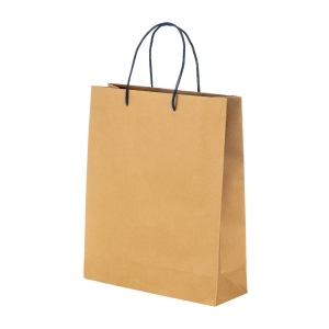 Sac en papier recyclé naturel de 150 g/m2 avec soufflet et poignées courtes colorées 3