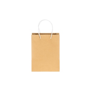 Sac en papier recyclé naturel de 150 g/m2 avec soufflet et poignées courtes colorées 18