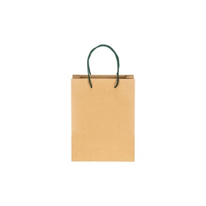 Sac en papier recyclé naturel de 150 g/m2 avec soufflet et poignées courtes colorées 12
