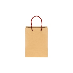 Sac en papier recyclé naturel de 150 g/m2 avec soufflet et poignées courtes colorées 14