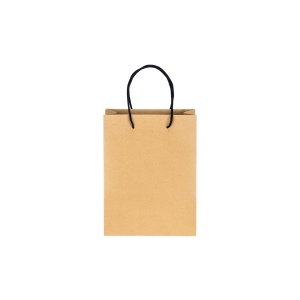 Sac en papier recyclé naturel de 150 g/m2 avec soufflet et poignées courtes colorées 16