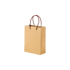 Sac en papier recyclé naturel de 150 g/m2 avec soufflet et poignées courtes colorées 5