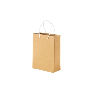 Sac en papier recyclé naturel de 150 g/m2 avec soufflet et poignées courtes colorées 7