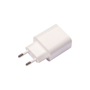Chargeur mural USB en ABS avec port USB-A et port USB-C. Avec prise européenne à 2 broches 3