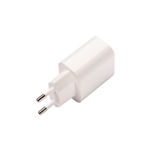 Chargeur mural USB en ABS avec port USB-A et port USB-C. Avec prise européenne à 2 broches 4
