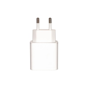 Chargeur mural USB en ABS avec port USB-A et port USB-C. Avec prise européenne à 2 broches 5