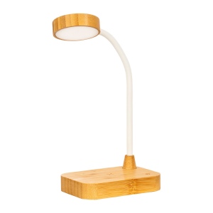 Lampe multifonctionnelle en bambou avec chargeur sans fil 15W 12