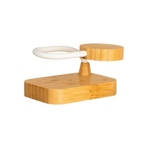 Lampe multifonctionnelle en bambou avec chargeur sans fil 15W 4