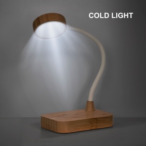 Lampe multifonctionnelle en bambou avec chargeur sans fil 15W 7
