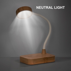 Lampe multifonctionnelle en bambou avec chargeur sans fil 15W 9