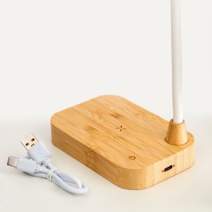 Lampe multifonctionnelle en bambou avec chargeur sans fil 15W 11