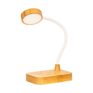 Lampe multifonctionnelle en bambou avec chargeur sans fil 15W 2