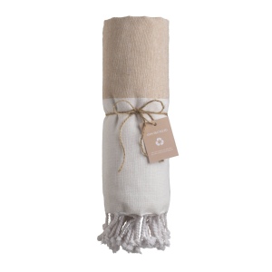 Serviette de plage/Fouta en coton recyclé 180 g/m2 certifiée GRS 8