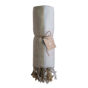 Serviette de plage/Fouta en coton recyclé 180 g/m2 certifiée GRS 9