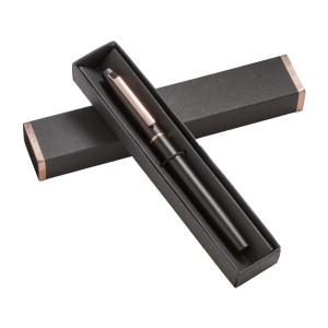 Stylo en aluminium recyclé. Encre GEL et détails en or rose avec boîte en carton 6