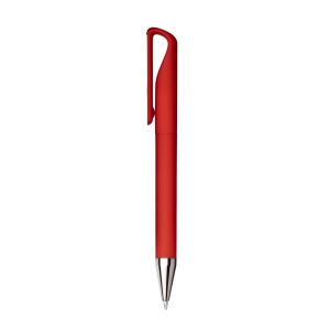 Stylo à bille en plastique caoutchouté. Clip adapté à l'impression laser ton sur ton 8