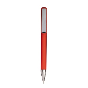 Stylo à bille en plastique caoutchouté. Clip adapté à l'impression laser ton sur ton 4