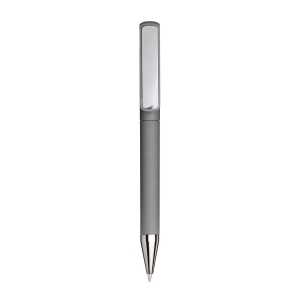 Stylo à bille en plastique caoutchouté. Clip adapté à l'impression laser ton sur ton 2
