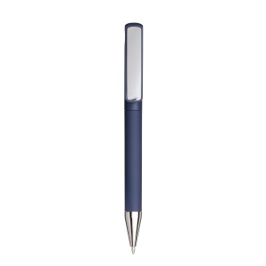 Stylo à bille en plastique caoutchouté. Clip adapté à l'impression laser ton sur ton 3