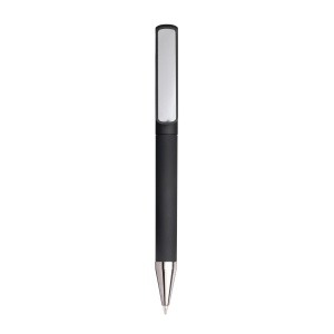 Stylo à bille en plastique caoutchouté. Clip adapté à l'impression laser ton sur ton 5
