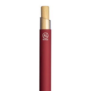 Stylo à bille en aluminium recyclé caoutchouté. Détails brunis, bouton en bambou 15