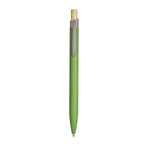 Stylo à bille en aluminium recyclé caoutchouté. Détails brunis, bouton en bambou 4