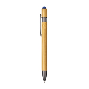 Stylo à clic en bambou et métal. Détails brunis et gomme pour écran tactile 7