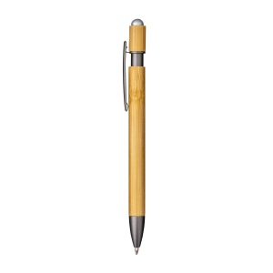 Stylo à clic en bambou et métal. Détails brunis et gomme pour écran tactile 8