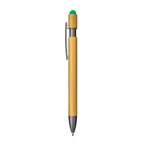 Stylo à clic en bambou et métal. Détails brunis et gomme pour écran tactile 9