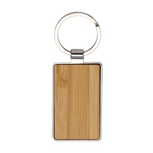 Porte-clés rectangulaire en métal avec façade en bambou 3