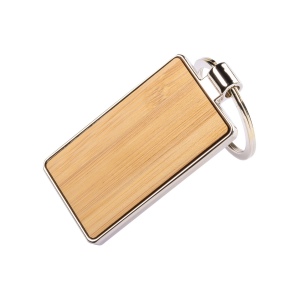 Porte-clés rectangulaire en métal avec façade en bambou 7