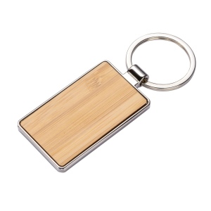 Porte-clés rectangulaire en métal avec façade en bambou 2