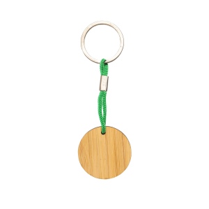 Porte-clés en bambou avec cordon et anneau en métal 9