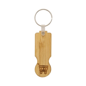 Jeton de caddie en bambou avec porte-clés 3
