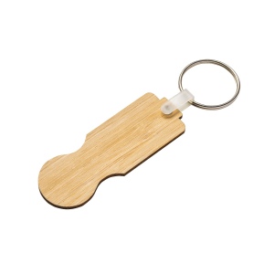 Jeton de caddie en bambou avec porte-clés 4